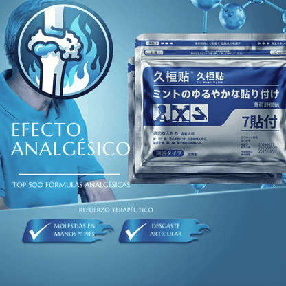 Gráfico que muestra el efecto analgésico y el fortalecimiento terapéutico para manos, pies y desgaste articular con Kensho.